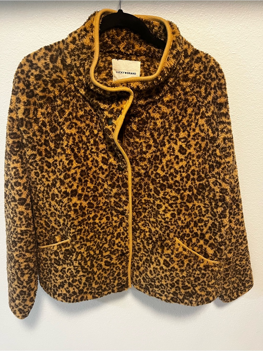 Lucky Brand Leopard Print Fleece Jacket
